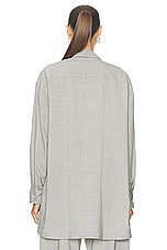 LESET Jane Oversized Button Down Top in Light Grey, view 3, click to view large image.