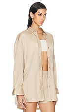 LESET Yoko Oversized Button Down Shirt in Ecru, view 2, click to view large image.