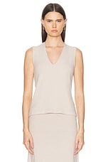 LESET Lauren V Neck Tank Top in Almond, view 1, click to view large image.