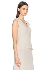 LESET Lauren V Neck Tank Top in Almond, view 2, click to view large image.