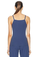 LESET Pointelle Classic Tank Top in Steel Blue, view 3, click to view large image.