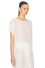 LESET Stella Cap Sleeve Top in White, view 2, click to view large image.