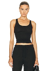 LESET Laura Scoop Neck Tank Top in Black, view 1, click to view large image.