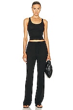 LESET Laura Scoop Neck Tank Top in Black, view 4, click to view large image.