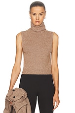 LESET Zoe Sleeveless Turtleneck Top in Oatmeal, view 1, click to view large image.