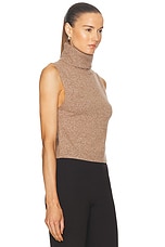 LESET Zoe Sleeveless Turtleneck Top in Oatmeal, view 2, click to view large image.