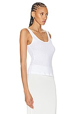 LESET Laura Scoop Neck Tank Top in White, view 2, click to view large image.