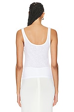 LESET Laura Scoop Neck Tank Top in White, view 3, click to view large image.