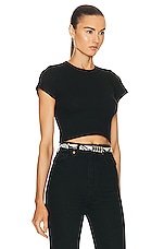 LESET Kelly Crop Slim Fit Tee in Black, view 2, click to view large image.