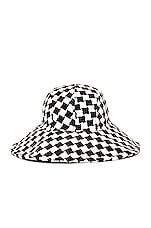 Lele Sadoughi Checkered Sun Bucket Hat in Jet White, view 1, click to view large image.