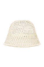 Lele Sadoughi Open Weave Bucket Hat in Natural, view 2, click to view large image.
