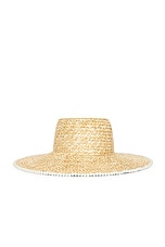 Lele Sadoughi Pearl Edge Straw Hat in Natural, view 1, click to view large image.
