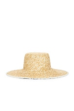 Lele Sadoughi Pearl Edge Straw Hat in Natural, view 2, click to view large image.