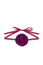 Lele Sadoughi Silk Gardenia Ribbon Choker Necklace in Plum, view 1, click to view large image.