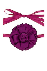 Lele Sadoughi Silk Gardenia Ribbon Choker Necklace in Plum, view 2, click to view large image.