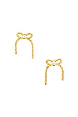 Lele Sadoughi Bow Stud Earrings in Gold, view 1, click to view large image.