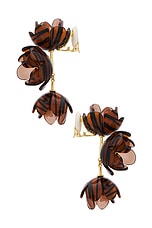 Lele Sadoughi Rose Petal Triple Drop Earring in Tigers Eye, view 1, click to view large image.