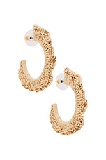 Lele Sadoughi Ruffle Raffia Hoop Earring in Natural, view 1, click to view large image.