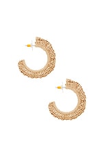 Lele Sadoughi Ruffle Raffia Hoop Earring in Natural, view 2, click to view large image.