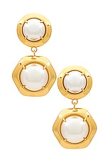 Lele Sadoughi Geo Bezel Jewel Drop Earrings in Pearl, view 1, click to view large image.
