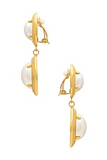 Lele Sadoughi Geo Bezel Jewel Drop Earrings in Pearl, view 2, click to view large image.