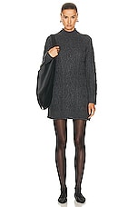 Loulou Studio Layo Turtleneck Cable Knit Dress in Anthracite Melange, view 1, click to view large image.