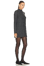 Loulou Studio Layo Turtleneck Cable Knit Dress in Anthracite Melange, view 2, click to view large image.