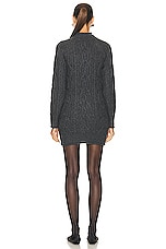 Loulou Studio Layo Turtleneck Cable Knit Dress in Anthracite Melange, view 3, click to view large image.
