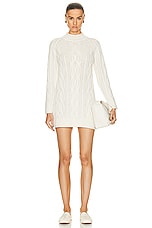 Loulou Studio Layo Turtleneck Cable Knit Dress in Ivory, view 1, click to view large image.