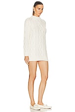 Loulou Studio Layo Turtleneck Cable Knit Dress in Ivory, view 2, click to view large image.