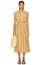 Loulou Studio Aphrodite Long Sleeveless Dress With Gathers in Dune, view 1, click to view large image.