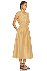 Loulou Studio Aphrodite Long Sleeveless Dress With Gathers in Dune, view 2, click to view large image.