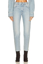 Loulou Studio Wular Straight Denim Pant in Washed Light Blue, view 1, click to view large image.
