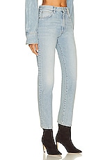 Loulou Studio Wular Straight Denim Pant in Washed Light Blue, view 2, click to view large image.