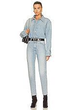 Loulou Studio Wular Straight Denim Pant in Washed Light Blue, view 4, click to view large image.