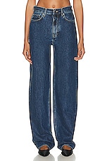 Loulou Studio Samur Denim Pant in Washed Blue, view 1, click to view large image.