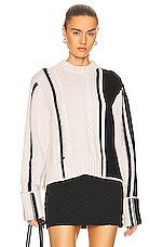 Loulou Studio Eike Cable Knit Sweater in Black & Ivory | FWRD