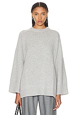 Loulou Studio Safi Sweater in Grey Melange, view 1, click to view large image.