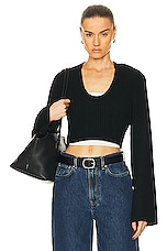 Loulou Studio Chante Cropped Sweater in Black, view 1, click to view large image.
