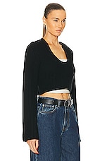 Loulou Studio Chante Cropped Sweater in Black, view 2, click to view large image.