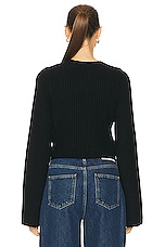 Loulou Studio Chante Cropped Sweater in Black, view 3, click to view large image.