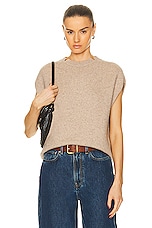 Loulou Studio Sagar Short Sleeve Sweater in Beige Melange, view 1, click to view large image.