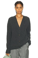 Loulou Studio Leka Cashmere Cardigan in Anthracite Melange, view 1, click to view large image.