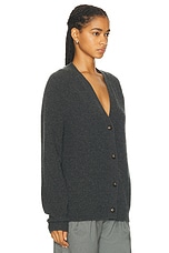 Loulou Studio Leka Cashmere Cardigan in Anthracite Melange, view 2, click to view large image.