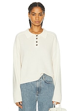 Loulou Studio Homere Cashmere Sweater in Ivory, view 1, click to view large image.