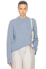 Loulou Studio Baltra Cashmere Sweater in Blue Melange, view 1, click to view large image.