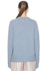 Loulou Studio Baltra Cashmere Sweater in Blue Melange, view 3, click to view large image.