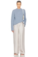 Loulou Studio Baltra Cashmere Sweater in Blue Melange, view 4, click to view large image.