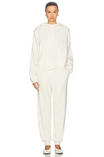 Loulou Studio Sarla Cashmere Hoodie in Ivory, view 4, click to view large image.