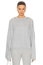 Loulou Studio Linosa Cashmere Hoodie in Grey Melange, view 1, click to view large image.
